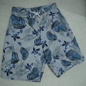 Mens Shorts Size M - Hawaiian Print Light Weight Drawstring Swimwear + Pocket